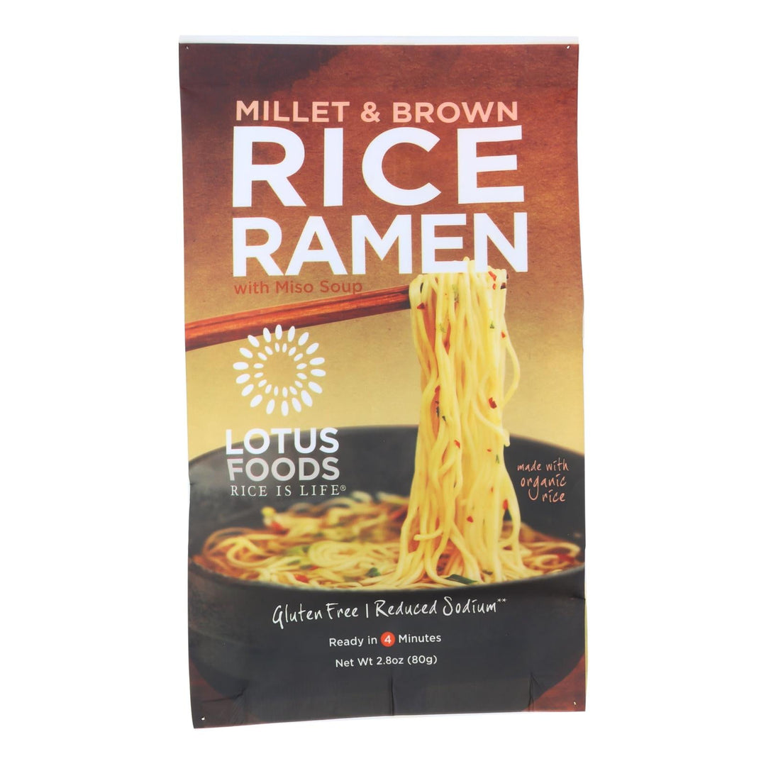 Lotus Foods Ramen - Organic - Millet And Brown Rice - With Miso Soup - 2.8 Oz - Case Of 10 - Maras Green