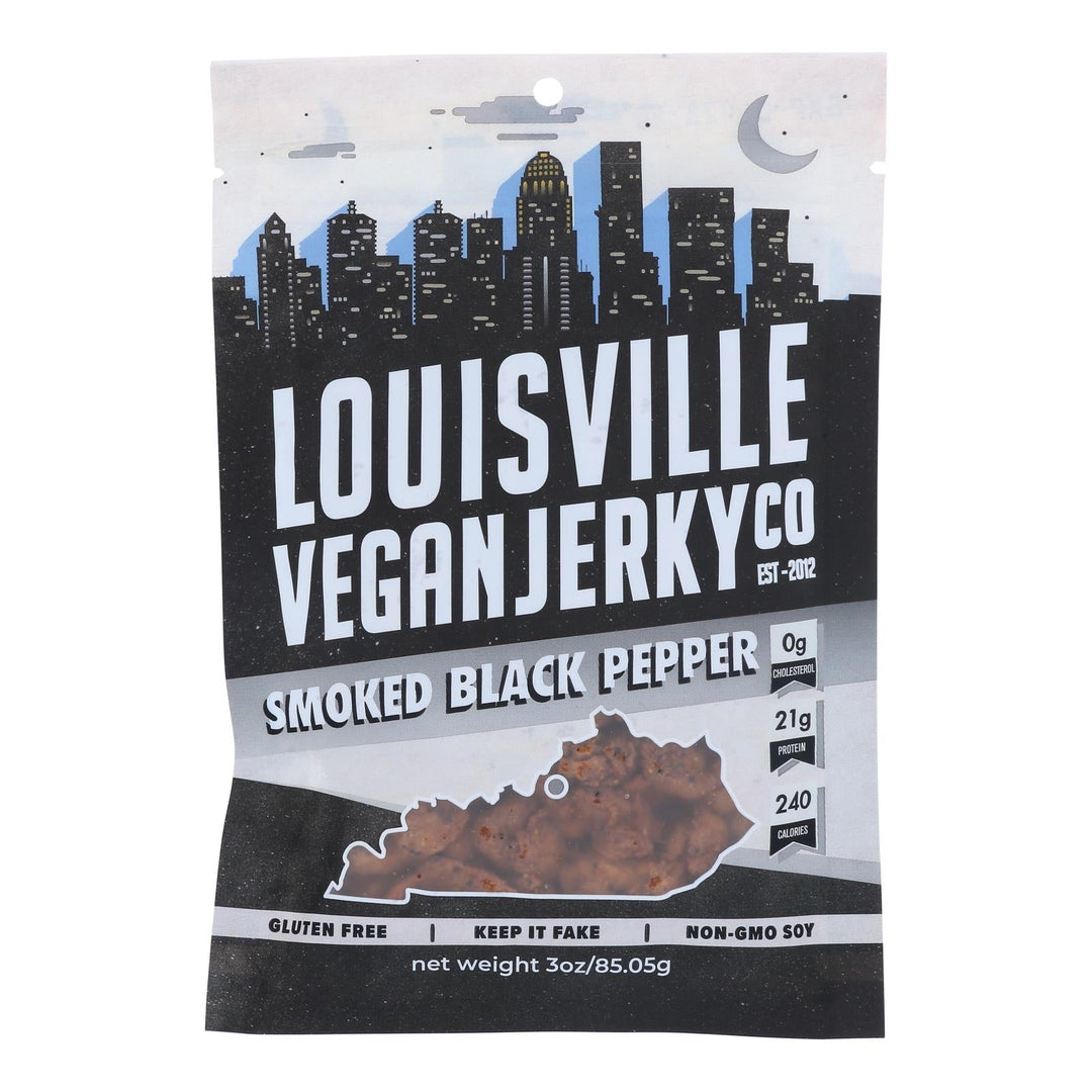 Louisville Vegan Jerky Jerky - Vegan - Black Pepper - Case Of 10 - 3 Oz - Maras Green