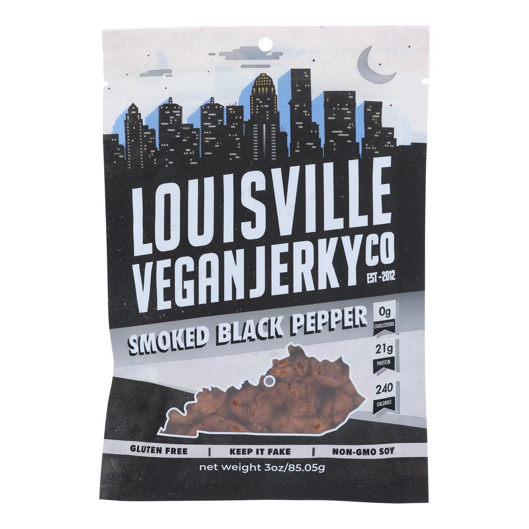 Louisville Vegan Jerky Jerky - Vegan - Black Pepper - Case Of 10 - 3 Oz - Maras Green