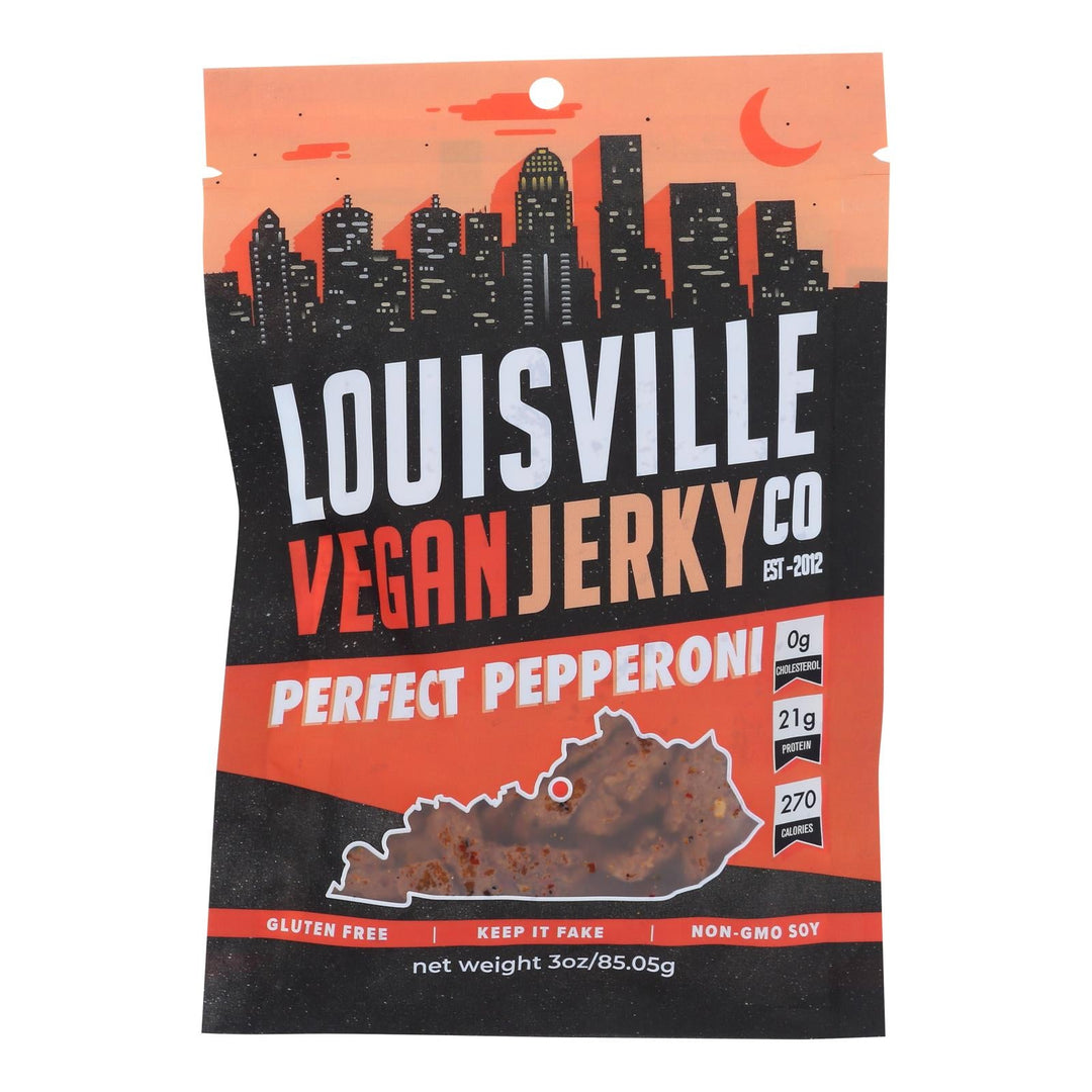 Louisville Vegan Jerky - Jerky Vegan Pepperoni - Case Of 10 - 3 Oz - Maras Green