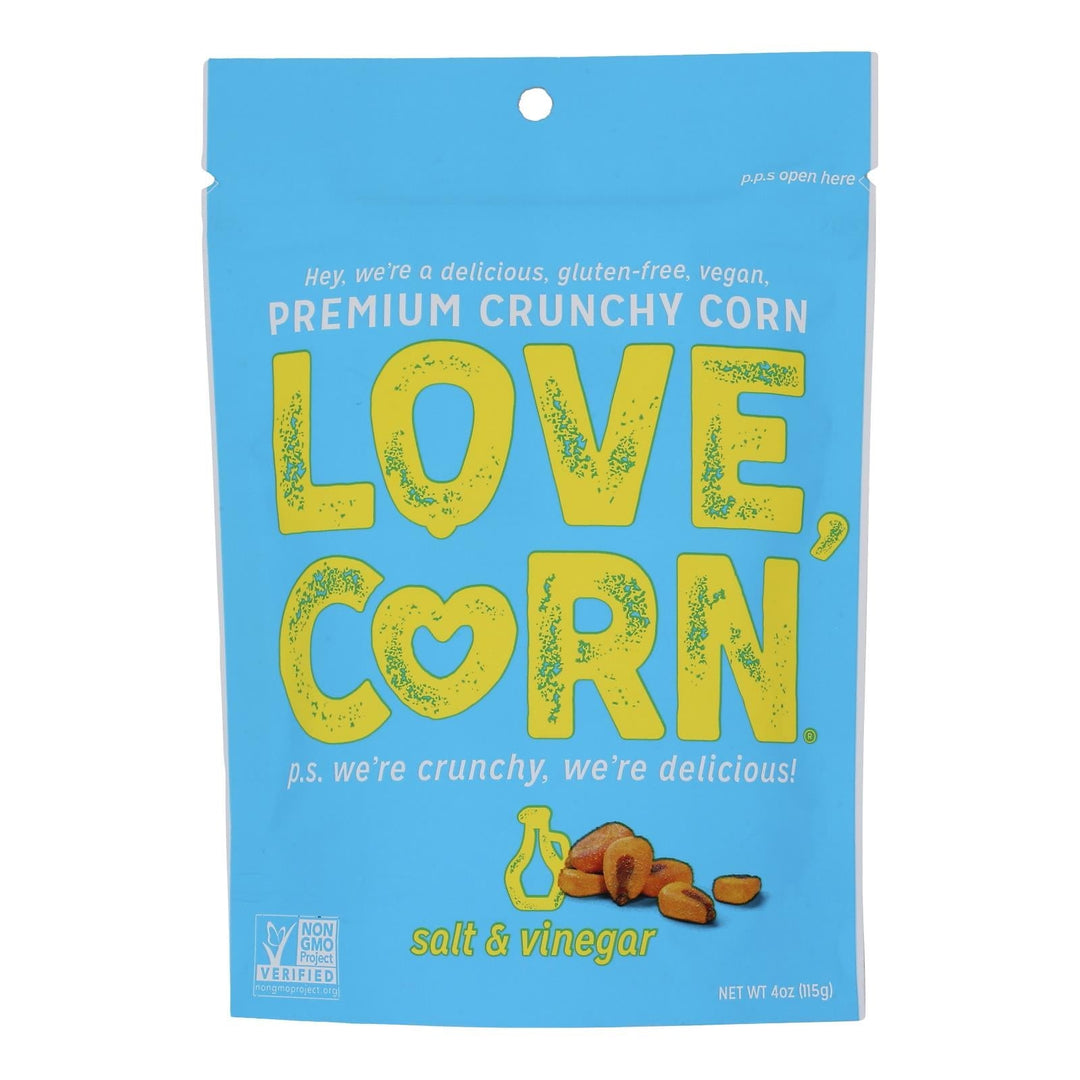 Love Corn - Crunchy Corn Salt&vinegar - Case Of 12 - 4 Oz - Maras Green