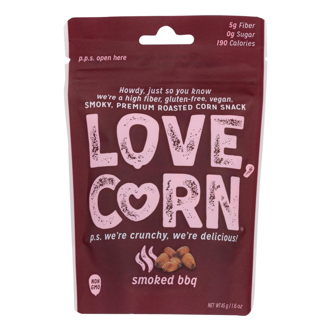Love Corn - Roasted Corn Bbq - Case Of 10 - 1.6 Oz - Maras Green