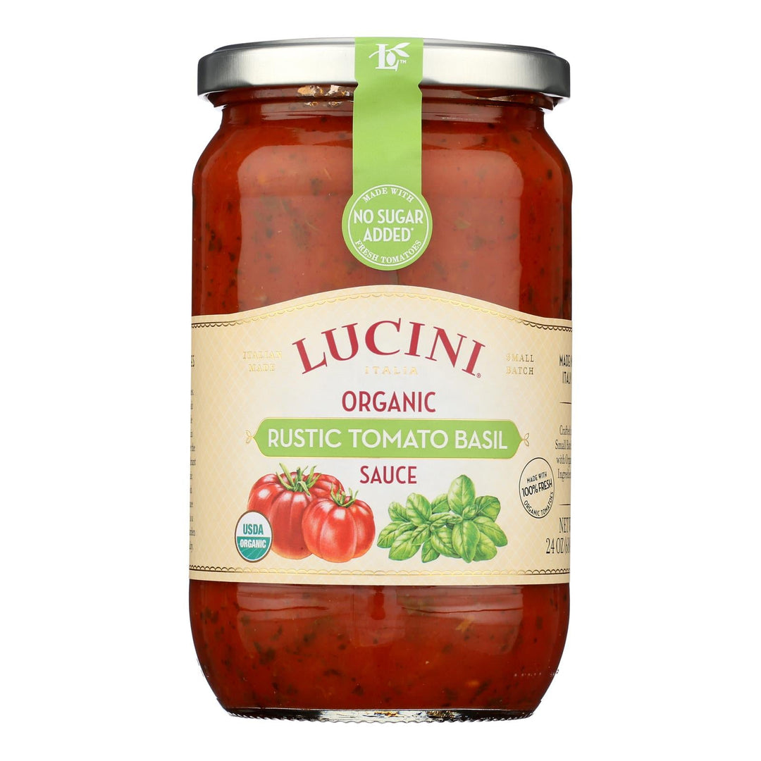 Lucini Italia - Pasta Sauce Organic Tomato Basil - Case Of 6 - 24 Ounces - Maras Green
