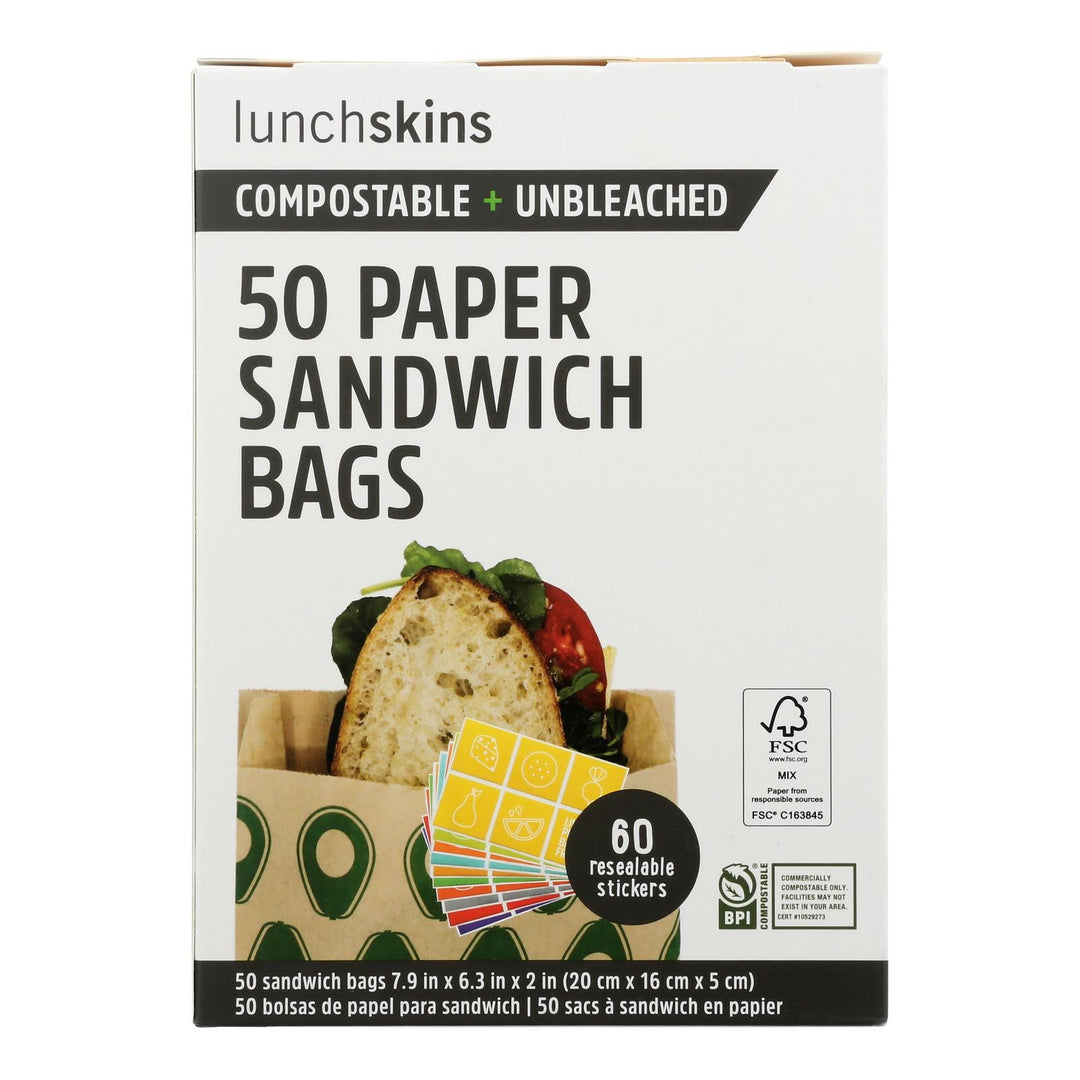 Lunchskins - Sandwich Bag Paper Avo - Case Of 12 - 50 Ct - Maras Green