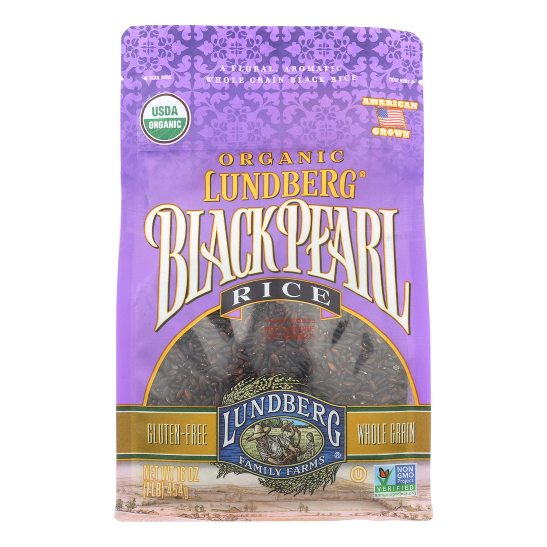 Lundberg Family Farms Organic Rice - Black Pearl - Case Of 6 - 1 Lb. - Maras Green