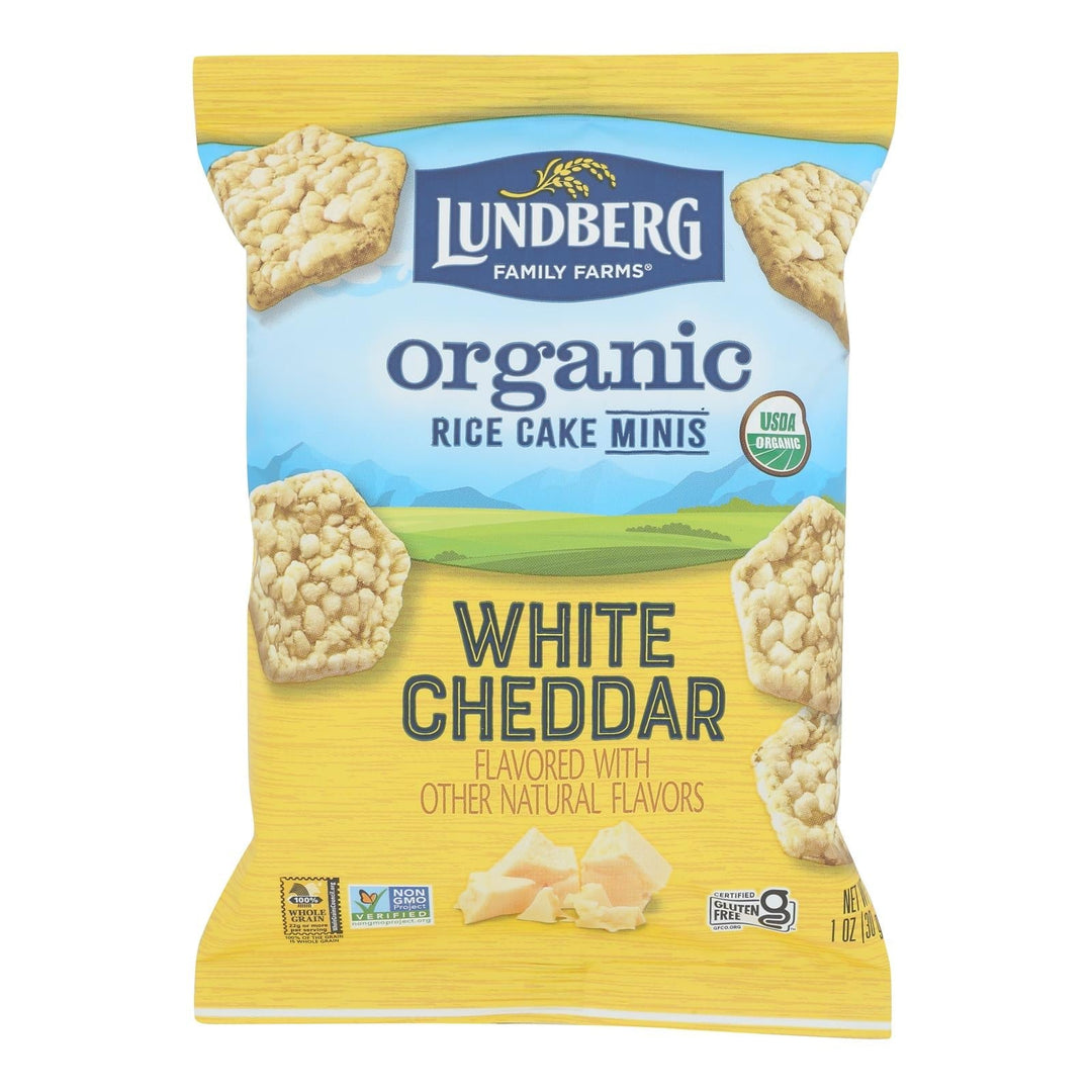 Lundberg Family Farms - Rice Cakes Mini White Cheddar - Case Of 24 - 1 Oz - Maras Green