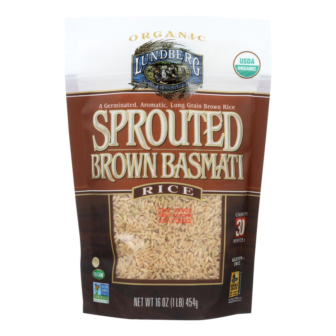 Lundberg Family Farms Sprouted Brown Basmati Rice - Case Of 6 - 1 Lb. - Maras Green