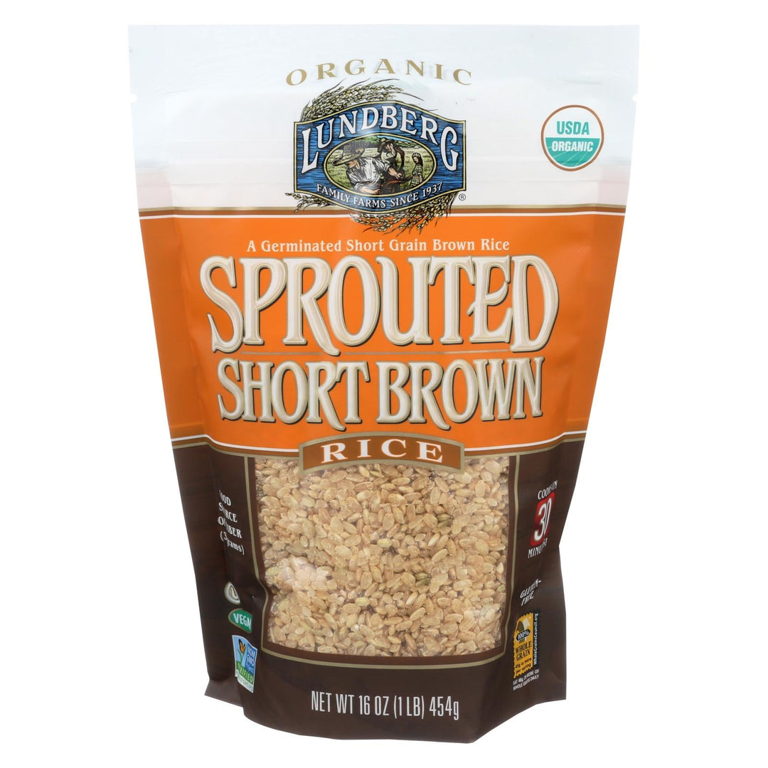 Lundberg Family Farms Sprouted Short Brown Rice - Case Of 6 - 1 Lb. - Maras Green