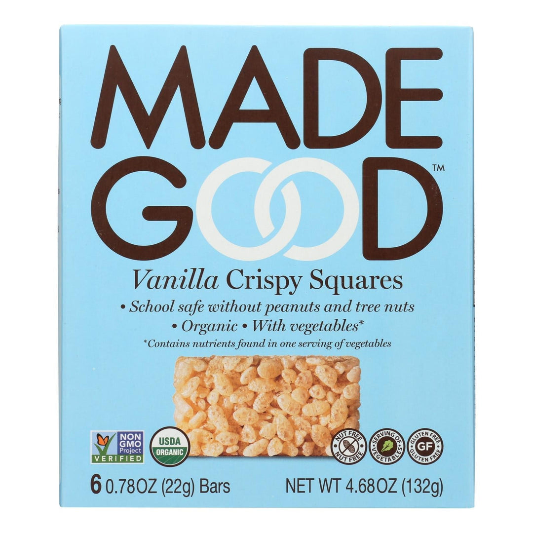 Made Good Crispy Squares - Vanilla - Case Of 6 - 4.68 Oz. - Maras Green