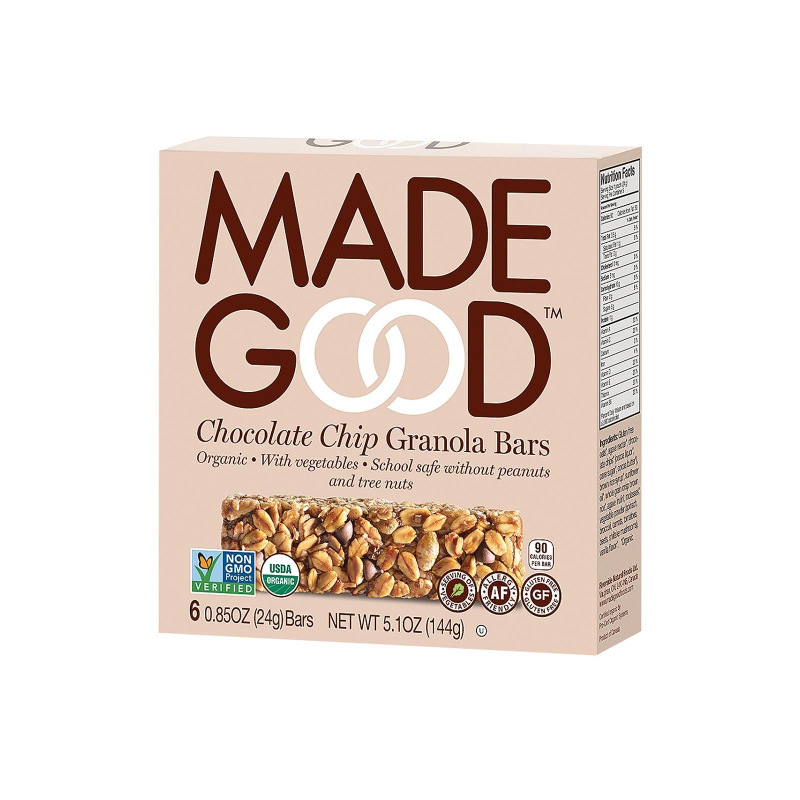 Made Good Granola Bar - Chocolate Chip - Case Of 6 - 5 Oz. - Maras Green