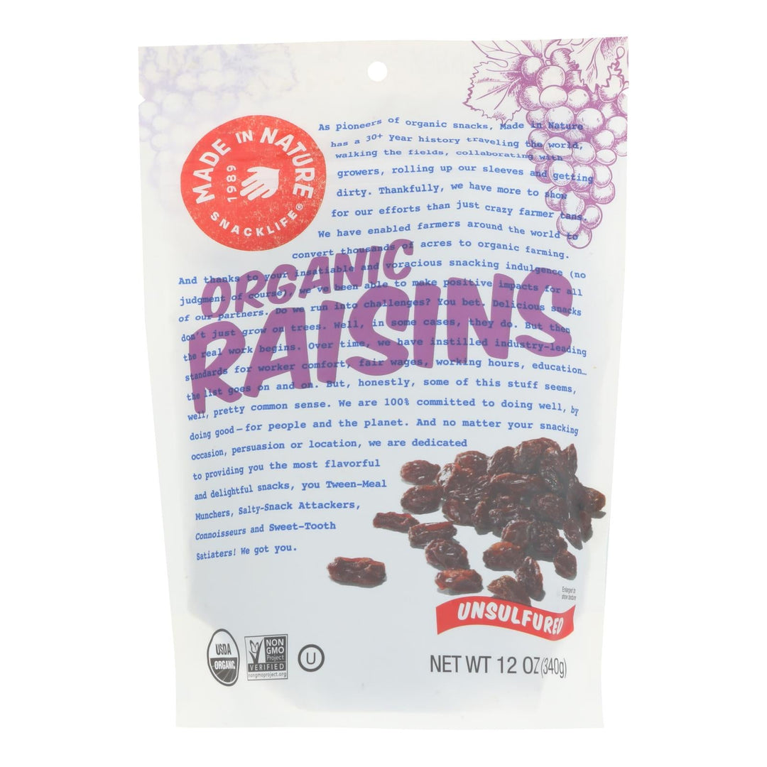 Made In Nature - Raisins - Case Of 6 - 12 Oz - Maras Green