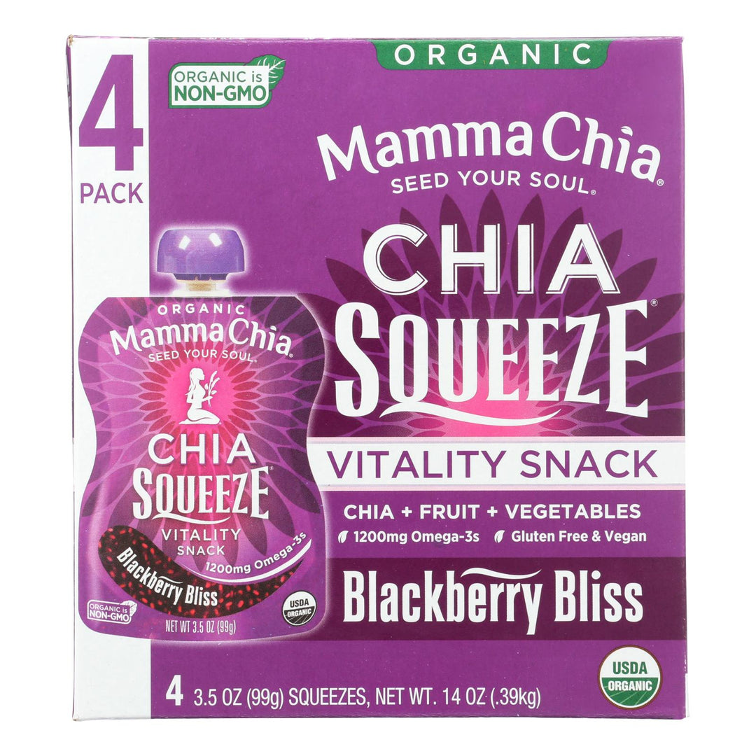 Mamma Chia Squeeze Vitality Snack - Blackberry Bliss - Case Of 6 - 3.5 Oz. - Maras Green