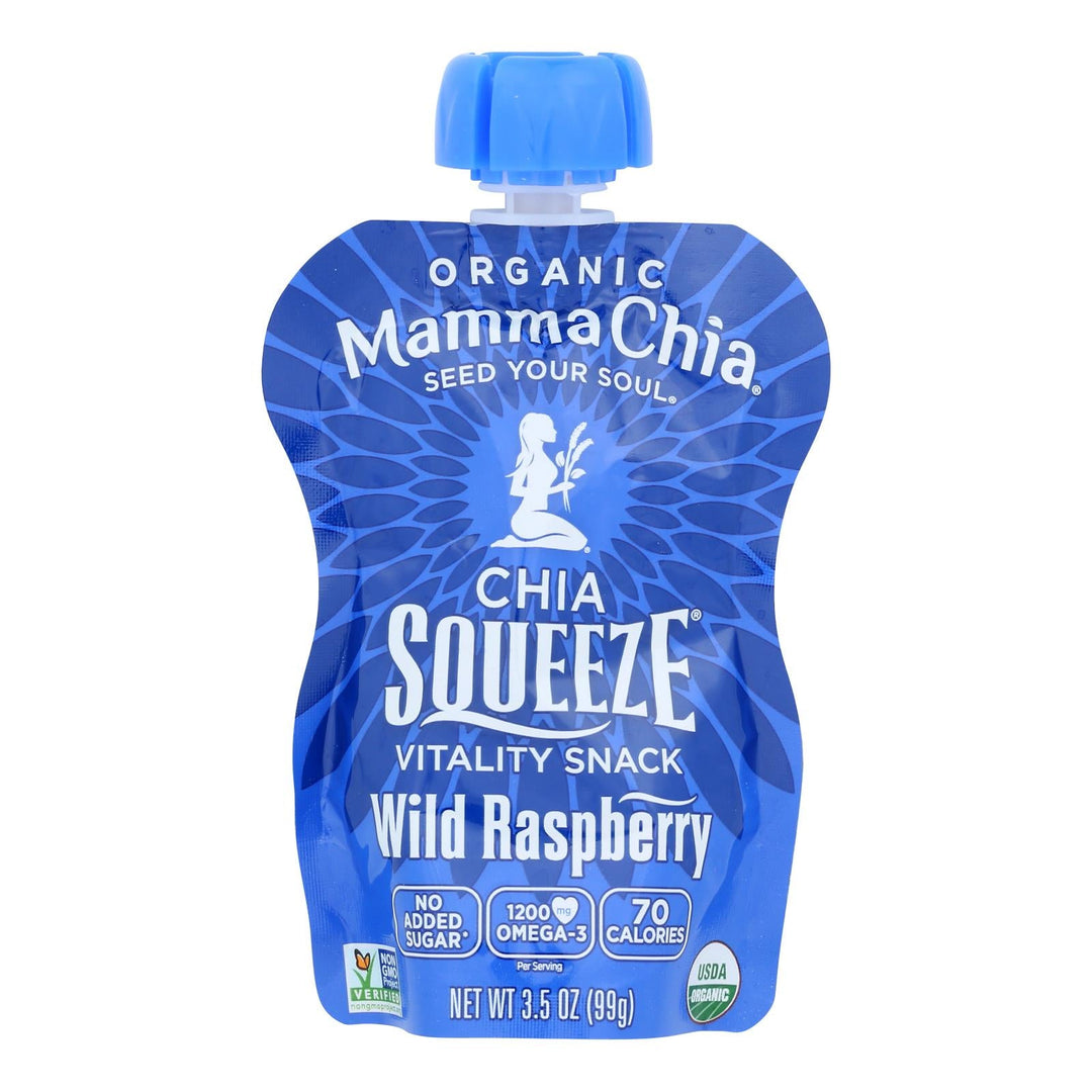 Mamma Chia Wild Raspberry Organic Vitality Snack - Case Of 16 - 3.5 Oz. - Maras Green