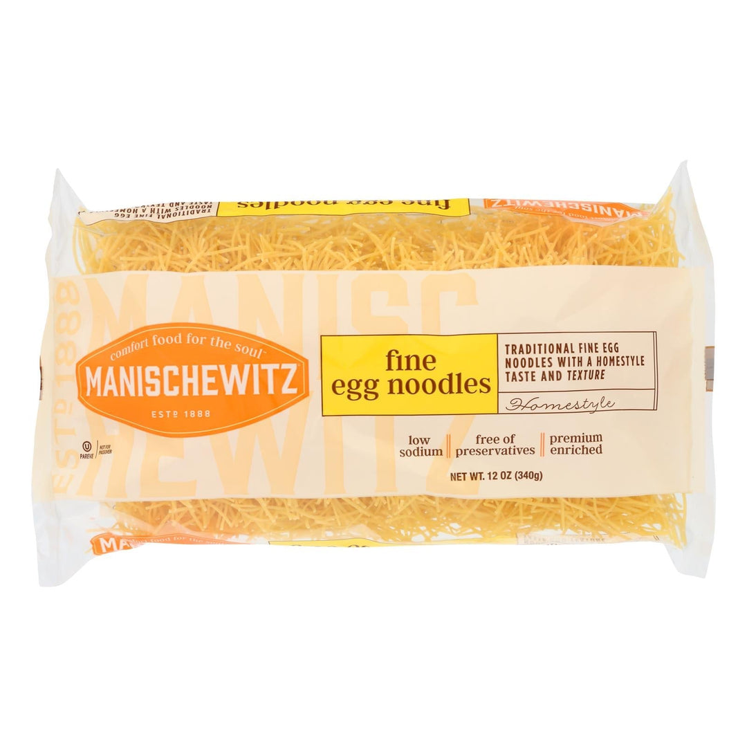 Manischewitz - Egg Noodles - Fine - Case Of 12 - 12 Oz. - Maras Green