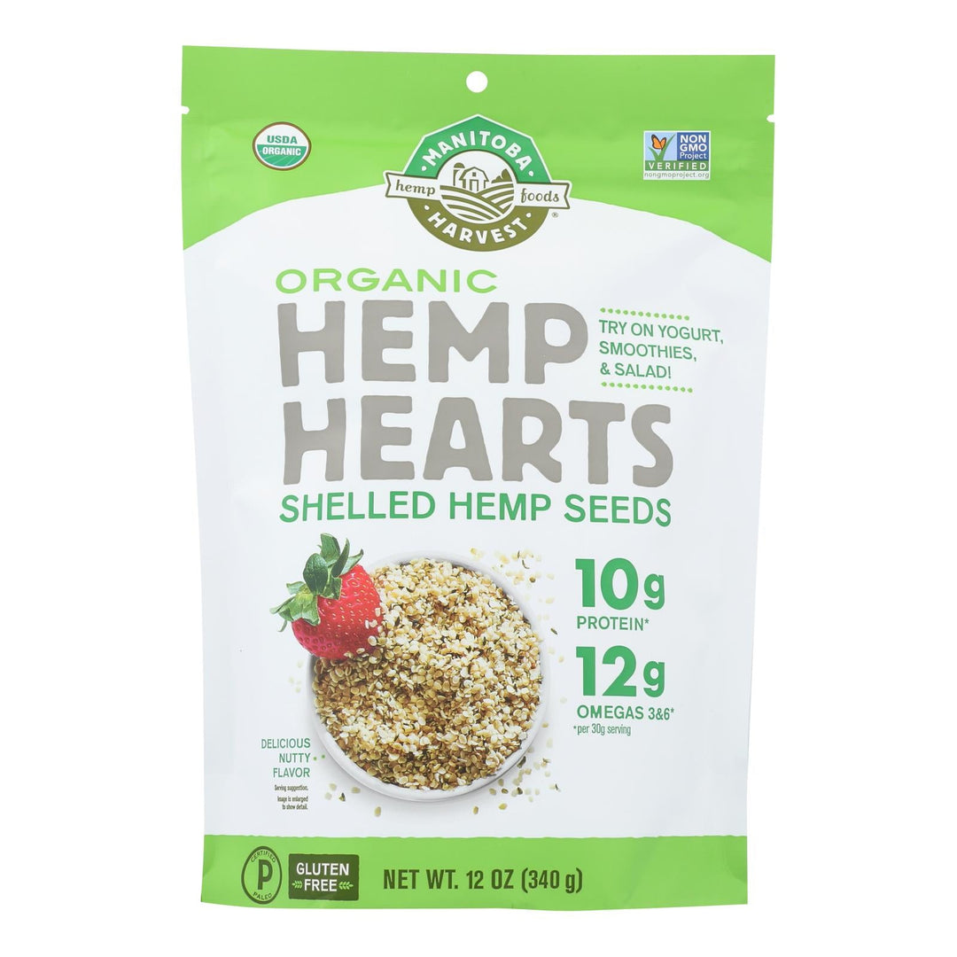 Manitoba Harvest Certified Organic Hemp Hearts Shelled Hemp Seed - Case Of 6 - 12 Oz - Maras Green
