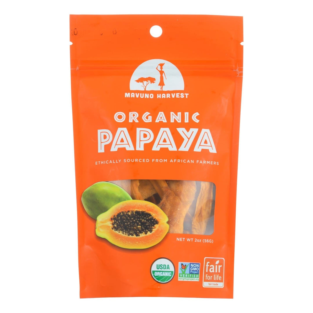 Mavuno Harvest Organic Dried Fruits - Papaya - Case Of 6 - 2 Oz. - Maras Green
