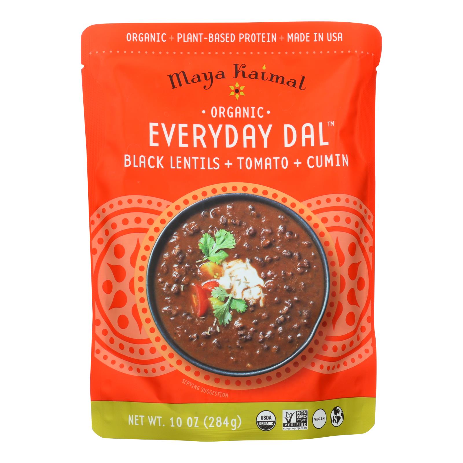 Maya Kaimal - Organic Everyday Dal - Black Lentil Tomato Cumin - Cs Of 6 - 10 Oz - Maras Green
