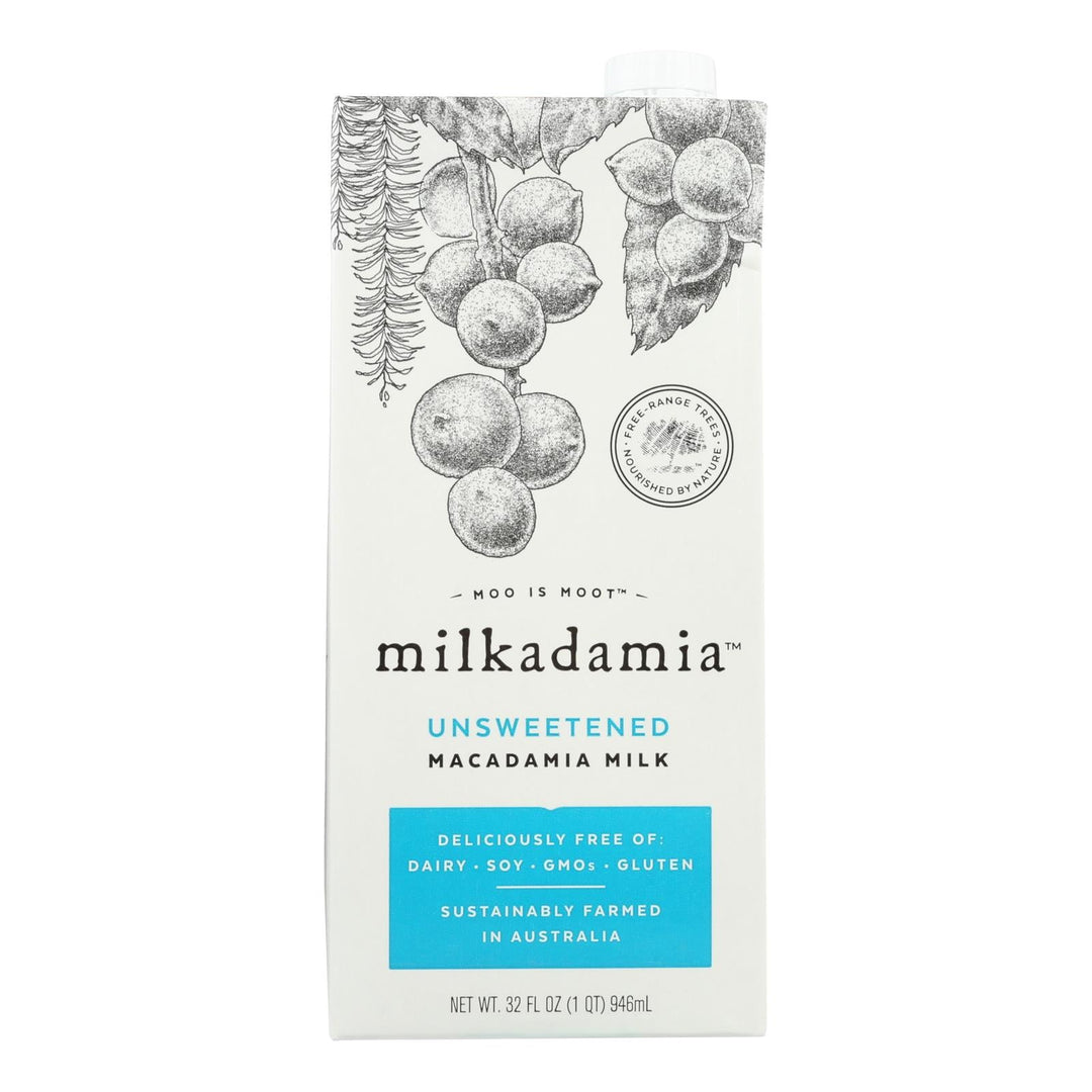 Milkadamia Milk - Unsweetened - Case Of 6 - 32 Fl Oz. - Maras Green