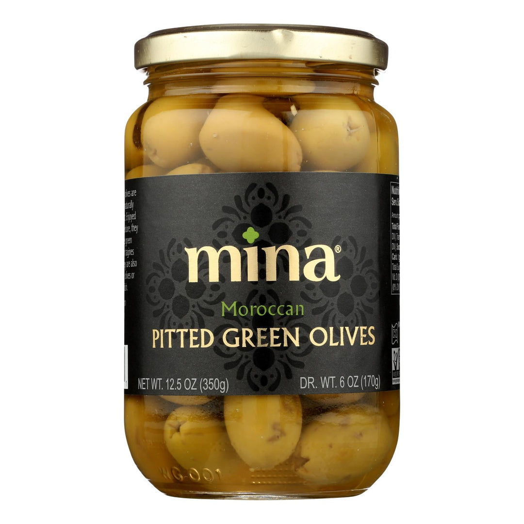 Mina - Olives Green Pitted - Case Of 6 - 12.5 Oz - Maras Green