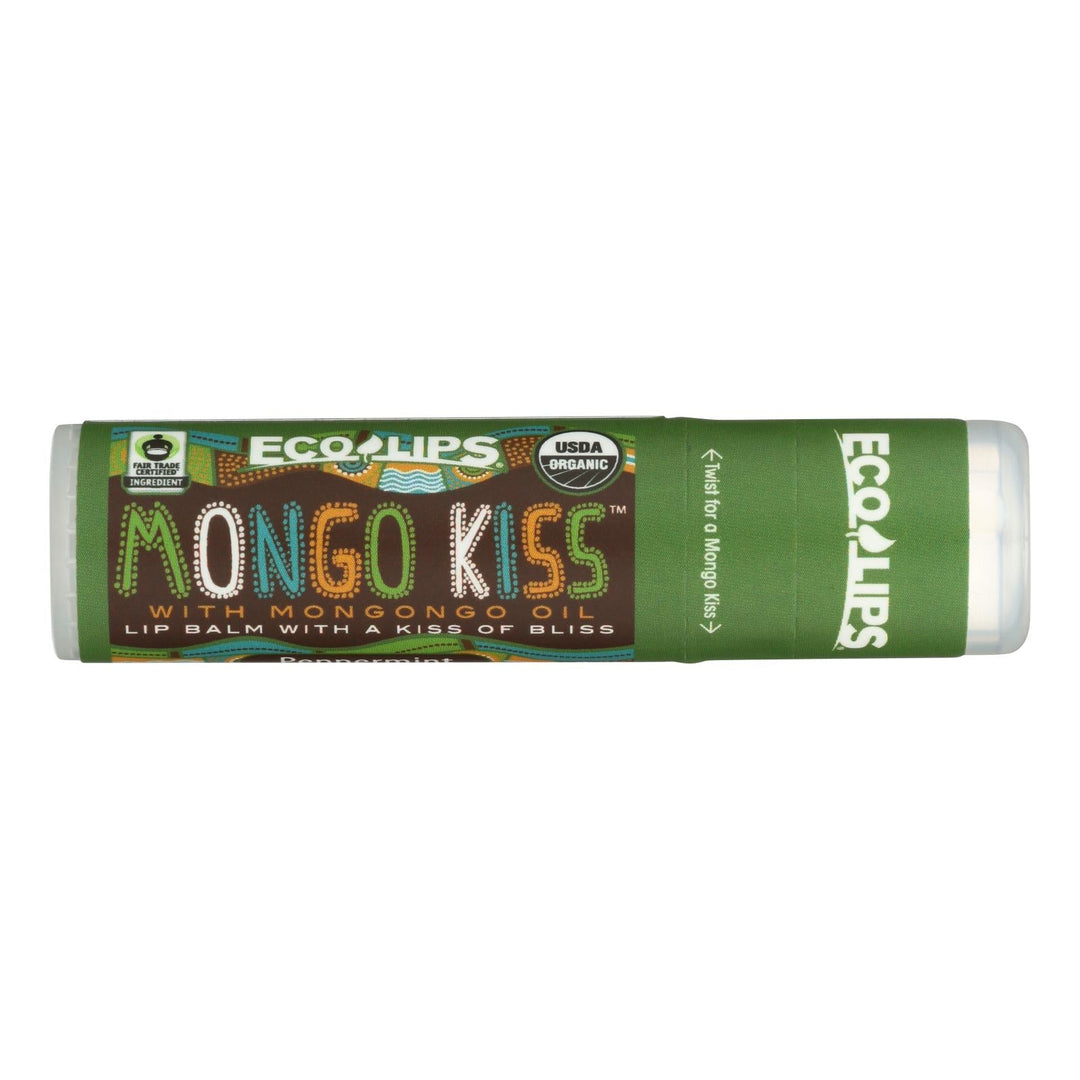 Mongo Kiss Display Center - Lip Balm - Organic - Eco Lips - Peppermint - .25 Oz - Case Of 15 - Maras Green