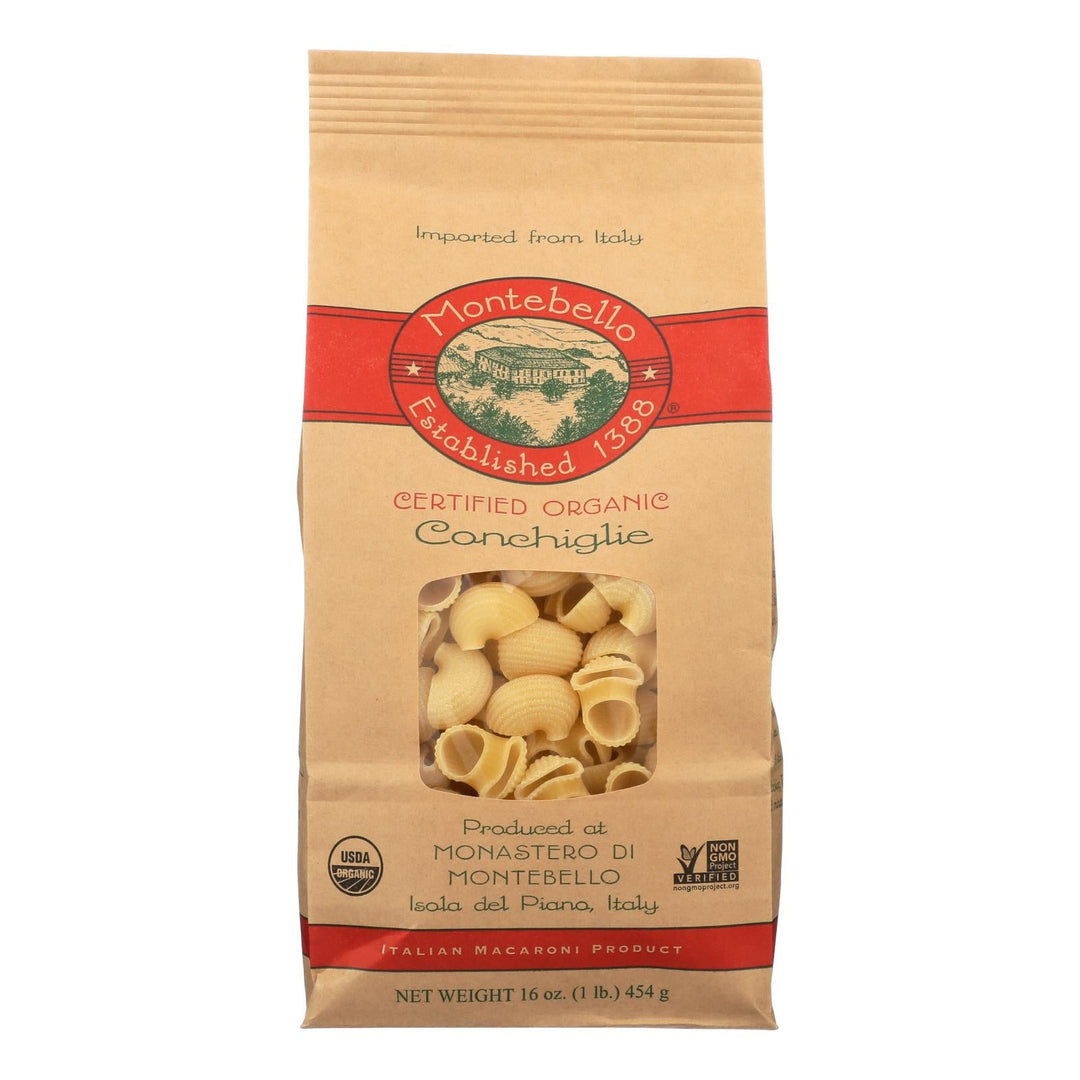 Montebello Organic Pasta - Conchiglia - Case Of 12 - 1 Lb. - Maras Green