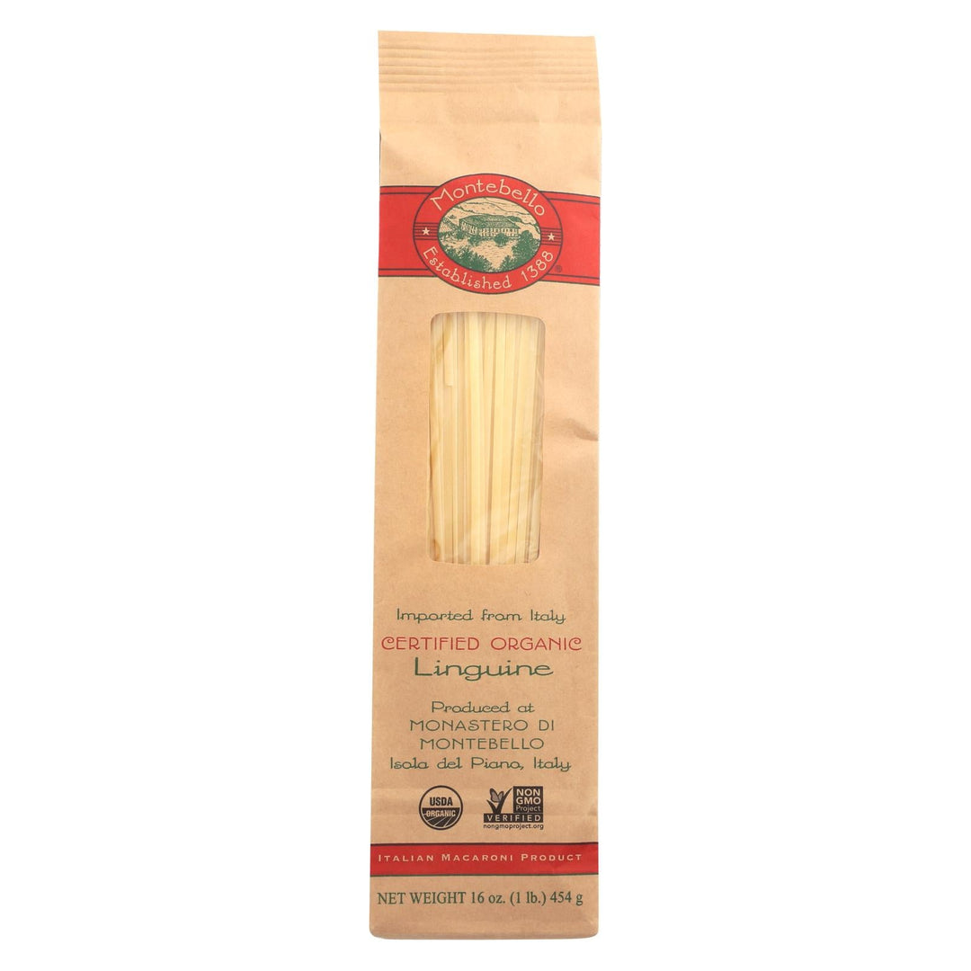 Montebello Organic Pasta - Linguini - Case Of 12 - 1 Lb. - Maras Green