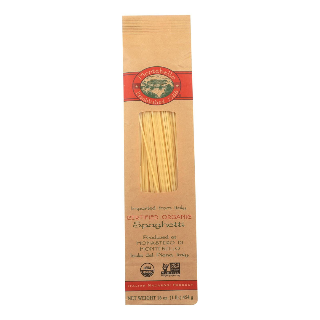 Montebello Organic Pasta - Spaghetti - Case Of 12 - 1 Lb. - Maras Green