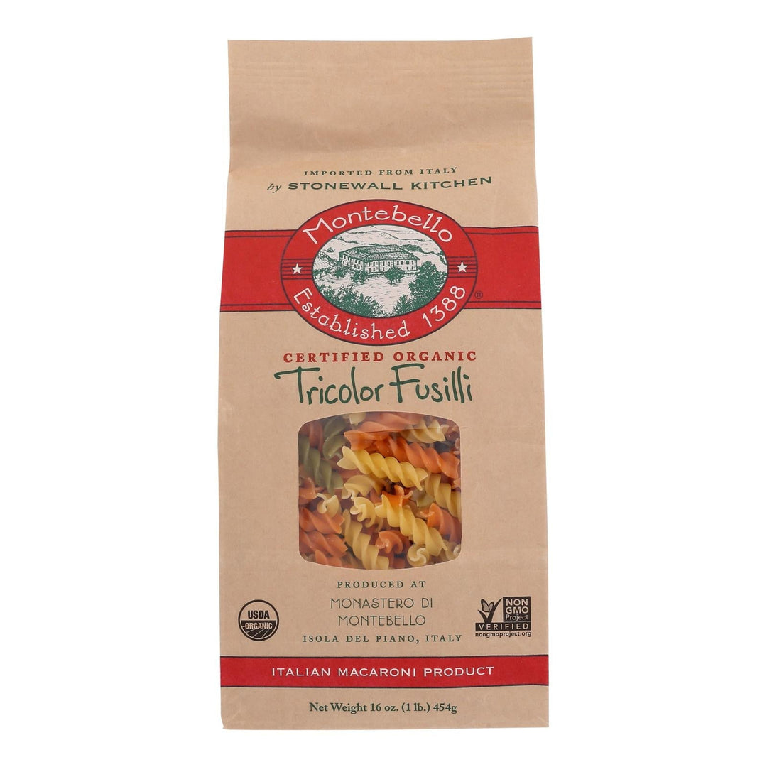 Montebello - Pasta Tricolor Fusill - Case Of 12 - 16 Oz - Maras Green