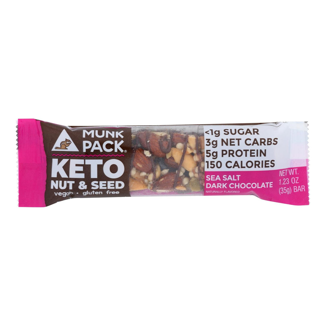 Munk Pack - Keto Nt&sd Sea Salt Dark Chocolate - Case Of 12 - 1.23 Oz - Maras Green
