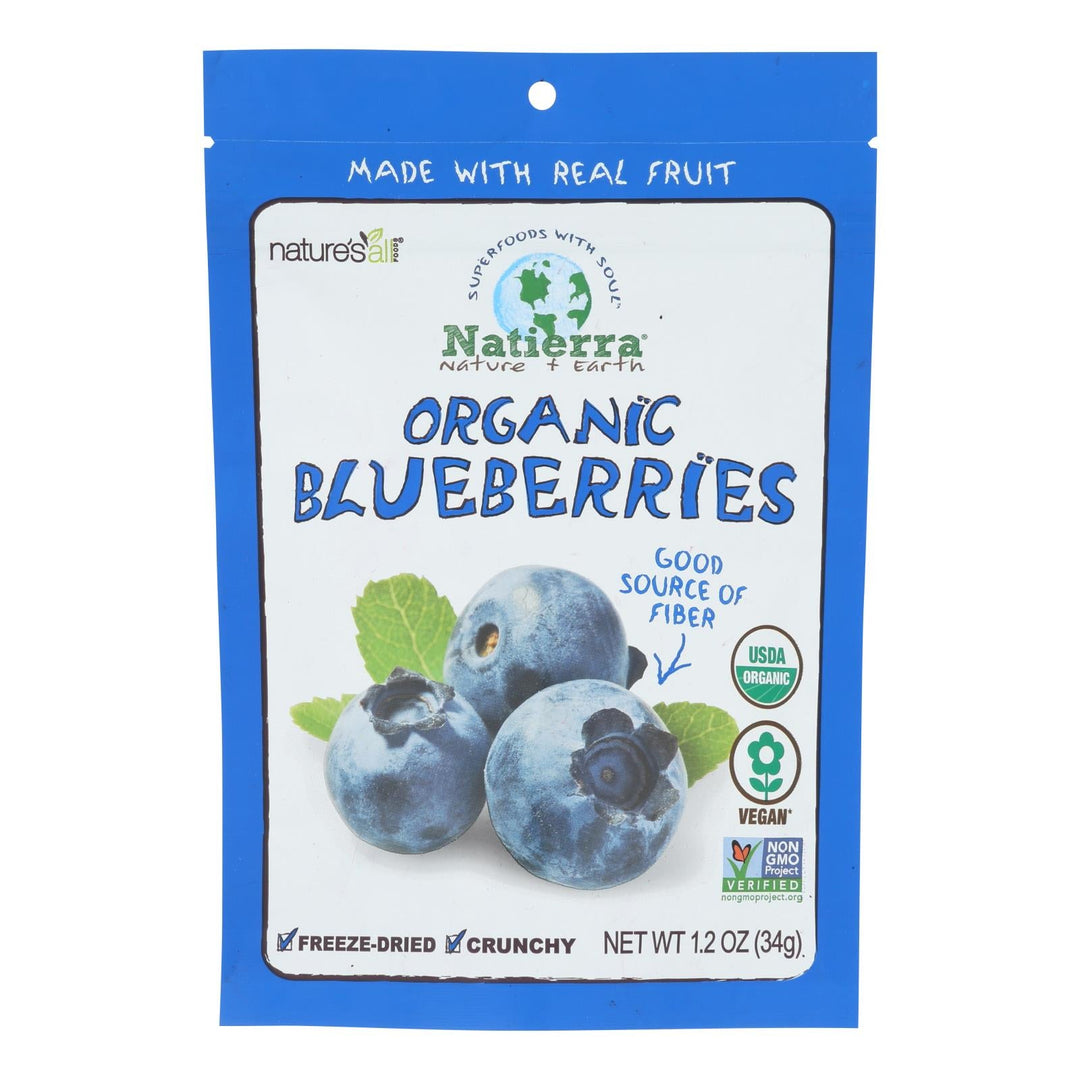 Natierra Fruit - Organic - Freeze Dried - Blueberries - 1.2 Oz - Case Of 12 - Maras Green