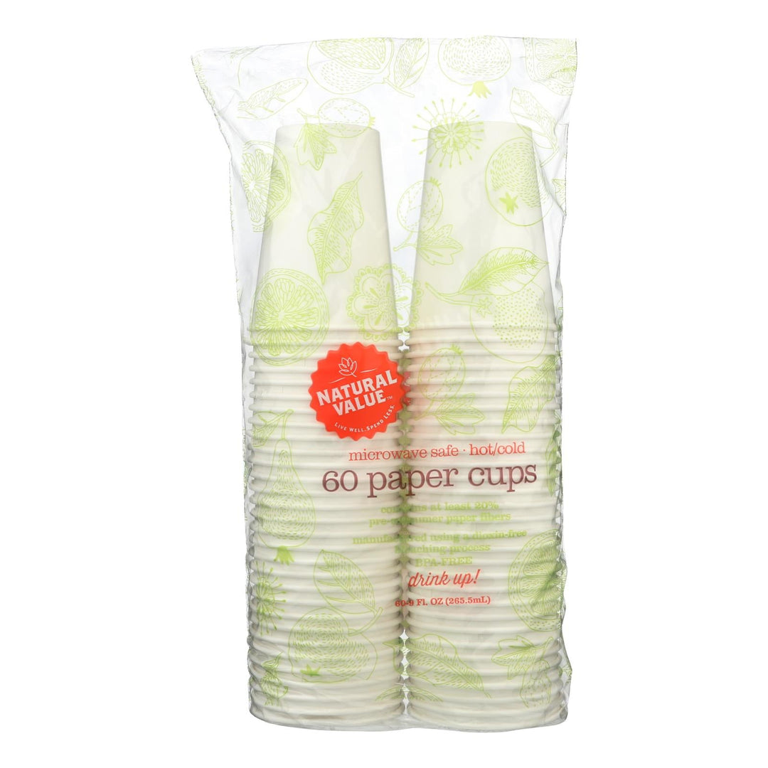 Natural Value - Paper Cups Recyc - Case Of 12 - 60 Ct - Maras Green