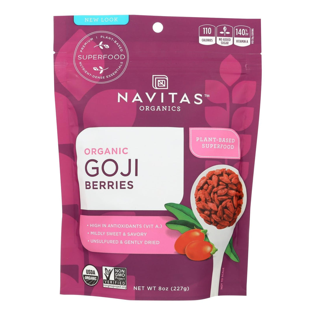 Navitas Naturals Goji Berries - Organic - Sun - dried - 8 Oz - Case Of 12 - Maras Green