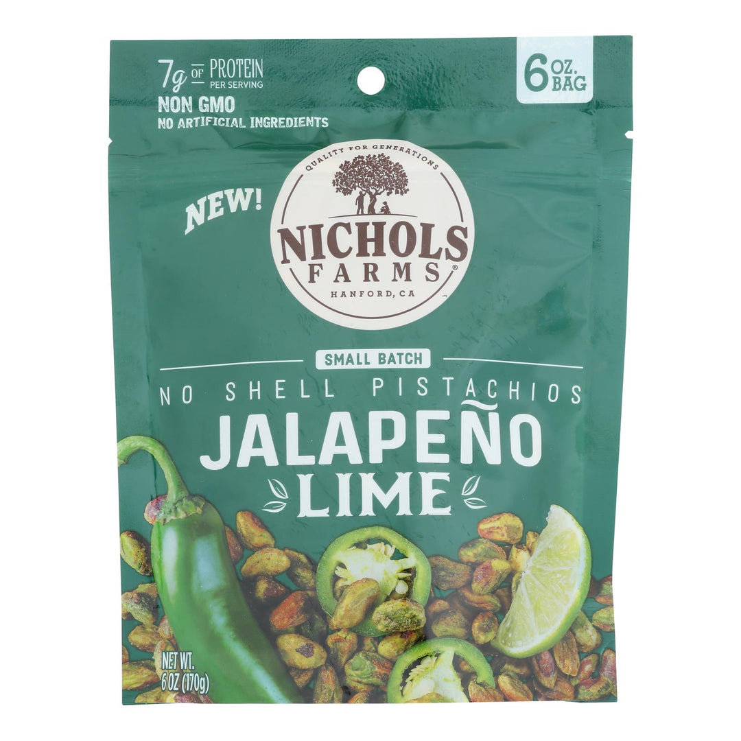 Nichols Farms - Pistachio No Shell Jumbo Lime - Case Of 15 - 6 Ounces - Maras Green