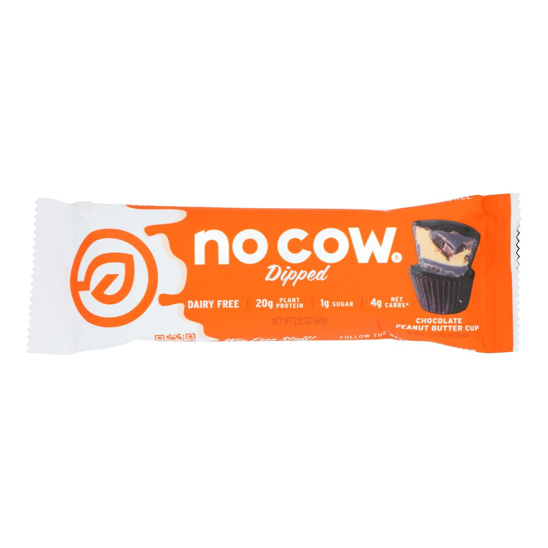 No Cow Bar - Bar Chocolate Peanut Butter Cup - Case Of 12 - 2.12 Oz - Maras Green