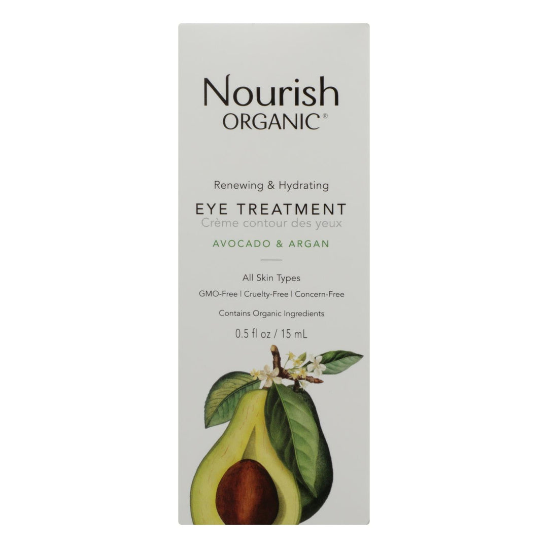 Nourish Organic Eye Treatment Cream - Renewing And Cooling - Avocado And Argan Oil - .5 Oz - Maras Green