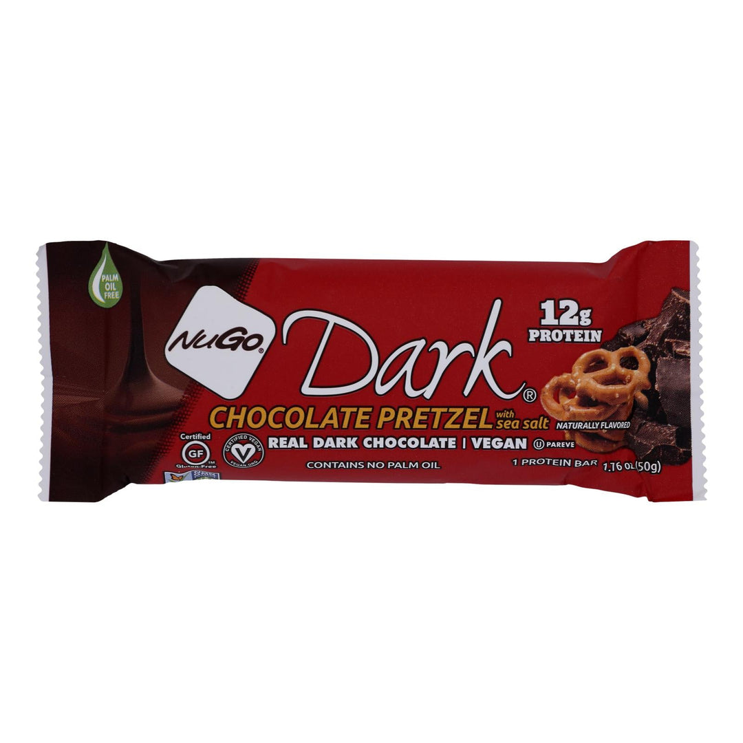 Nugo Nutrition Bar - Dark - Chocolate Pretzel - 1.76 Oz - Case Of 12 - Maras Green