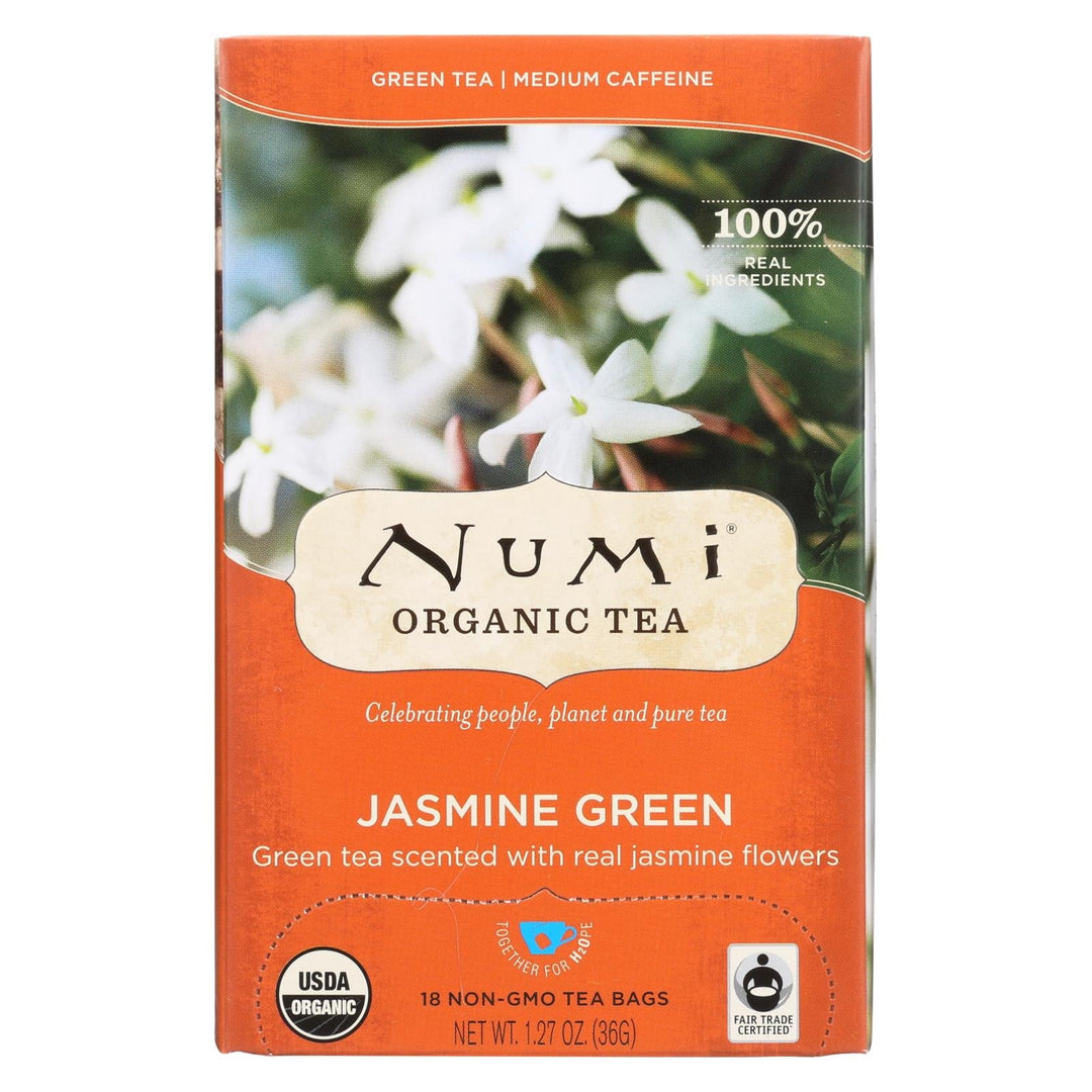 Numi Organic Tea Jasmine Green - 18 Tea Bags - Case Of 6 - Maras Green