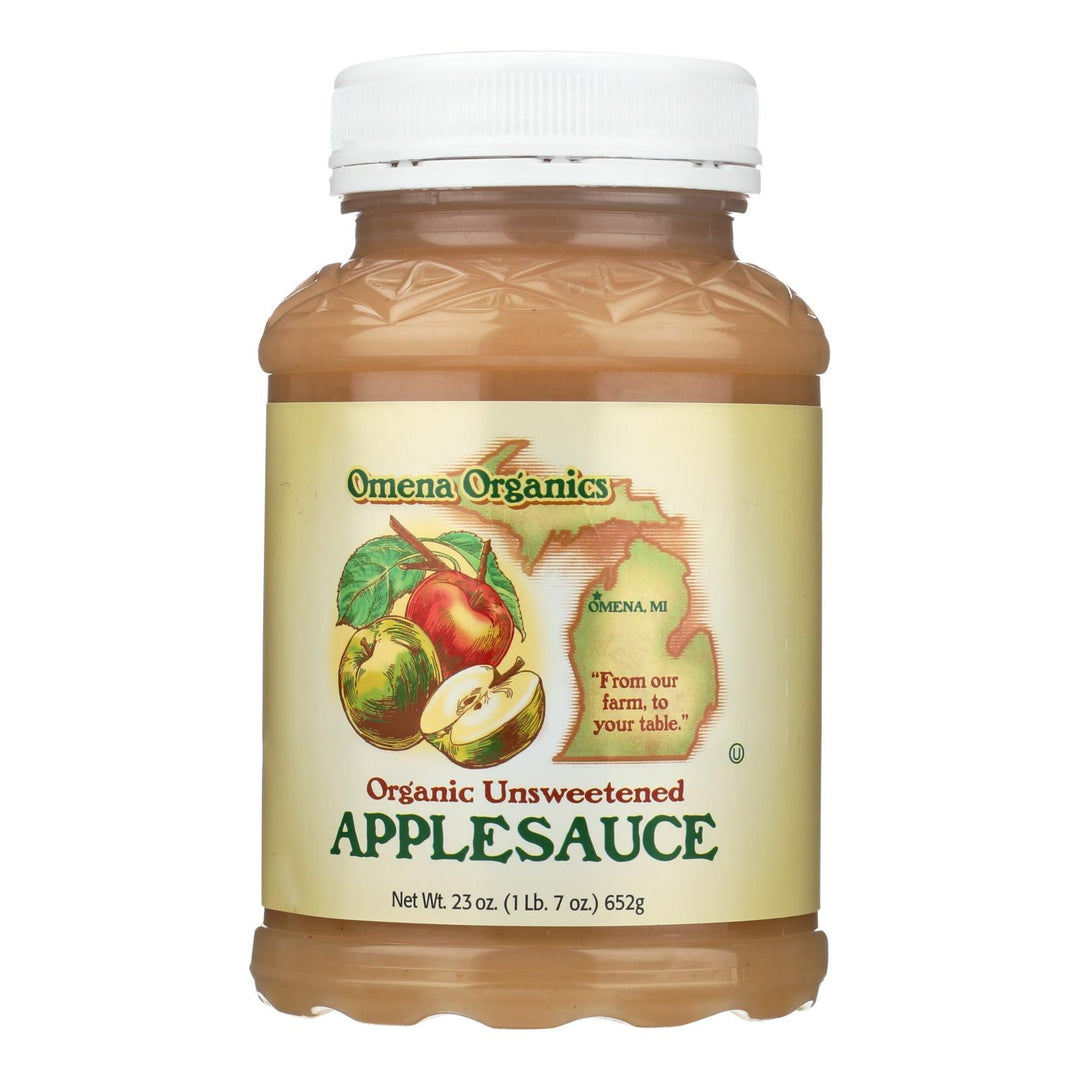 Omena Organics Apple Sauce - Organic - Unsweetend - Case Of 12 - 23 Oz - Maras Green