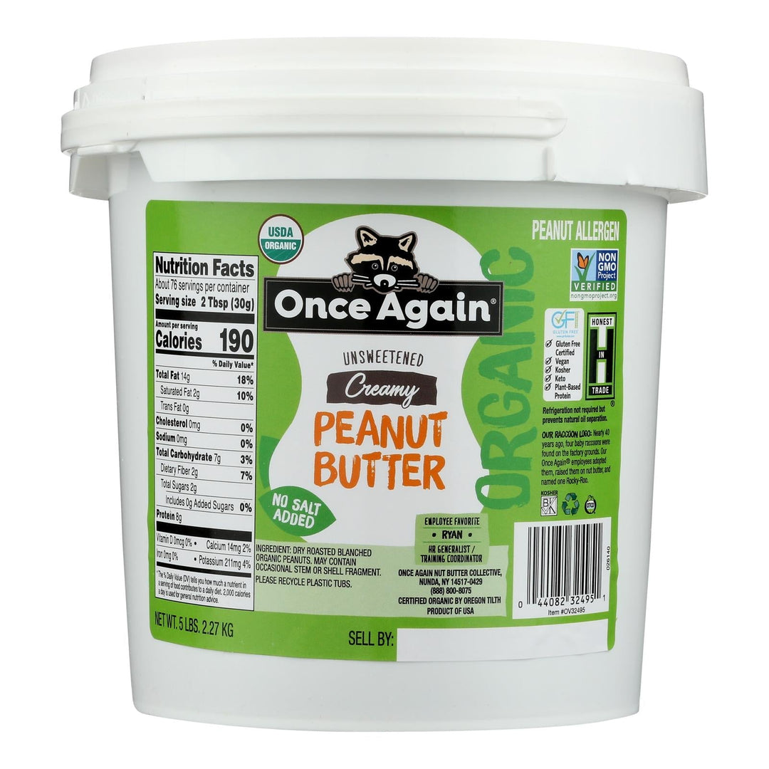 Once Again - Peanut Butter Creamy No Salt - 1 Each 1 - 5 Lb - Maras Green