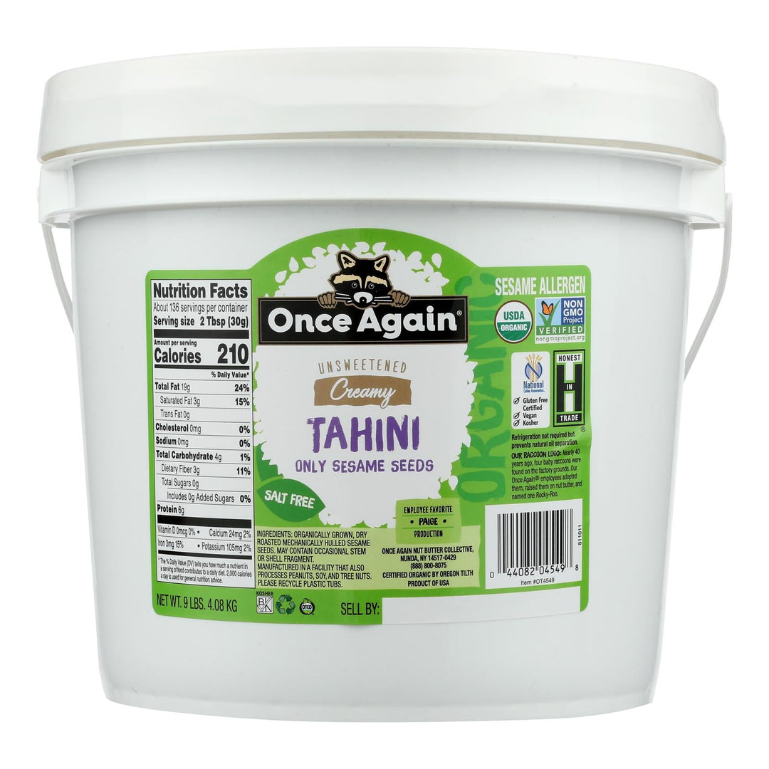 Once Again Sesame Tahini Organic - Single Bulk Item - 9lb - Maras Green