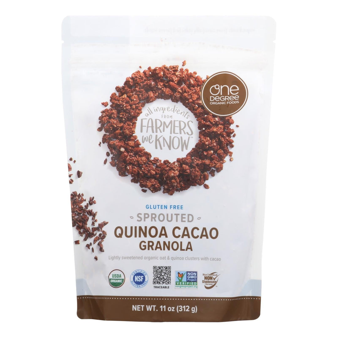 One Degree Organic Foods Quinoa Cacao Granola - Sprouted Oat - Case Of 6 - 11 Oz. - Maras Green