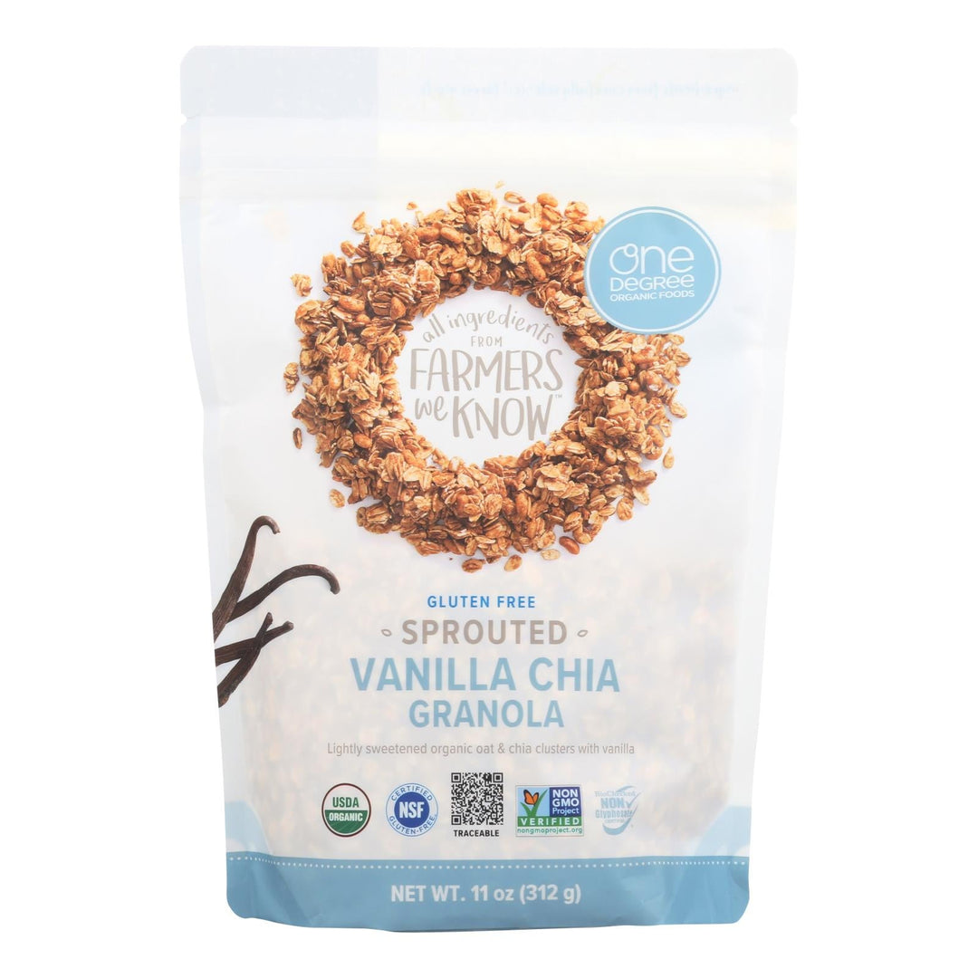 One Degree Organic Foods Sprouted Oat Granola - Vanilla Chia - Case Of 6 - 11 Oz. - Maras Green