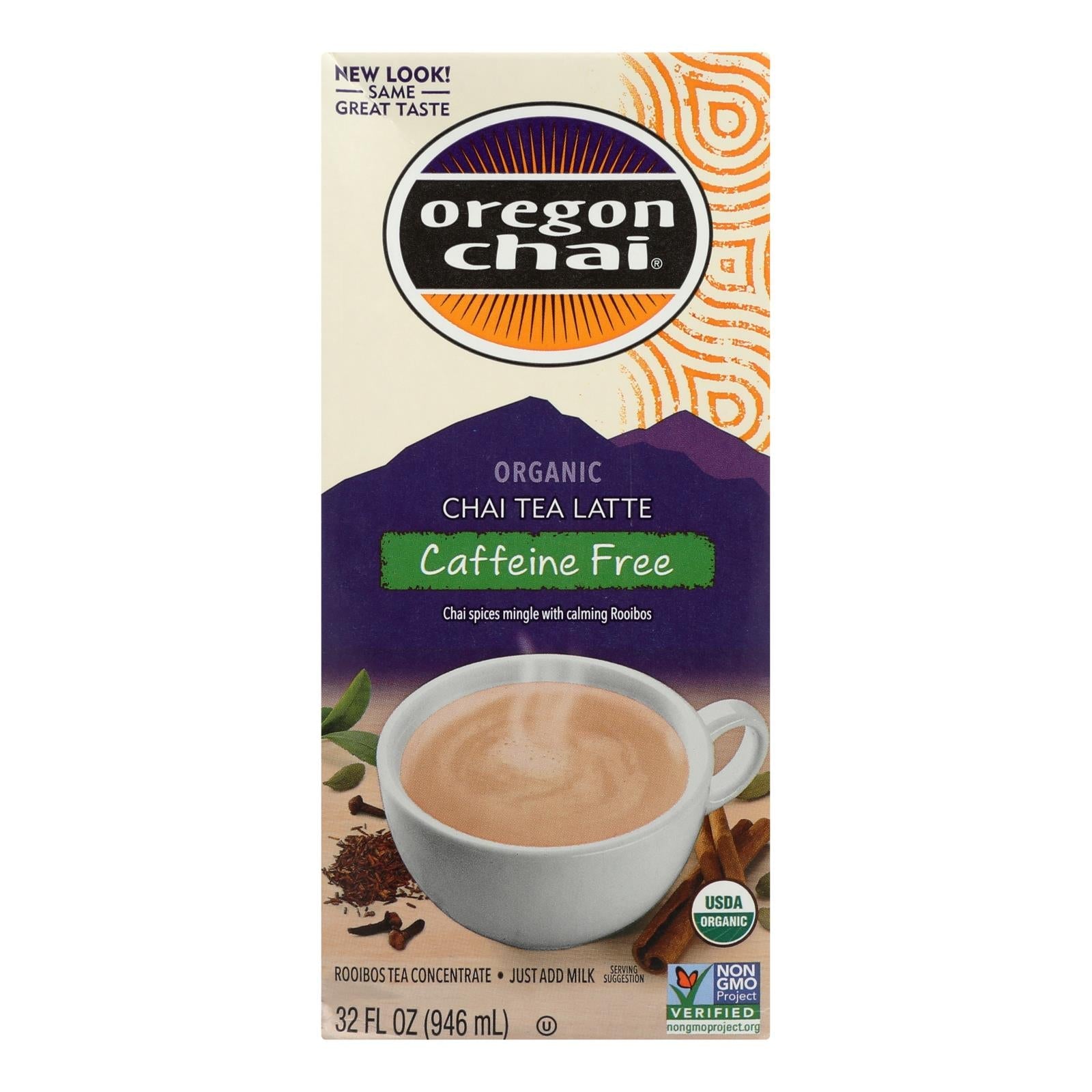 Oregon Chai Tea Latte Concentrate - Caffeine Free - Case Of 6 - 32 Fl Oz. - Maras Green