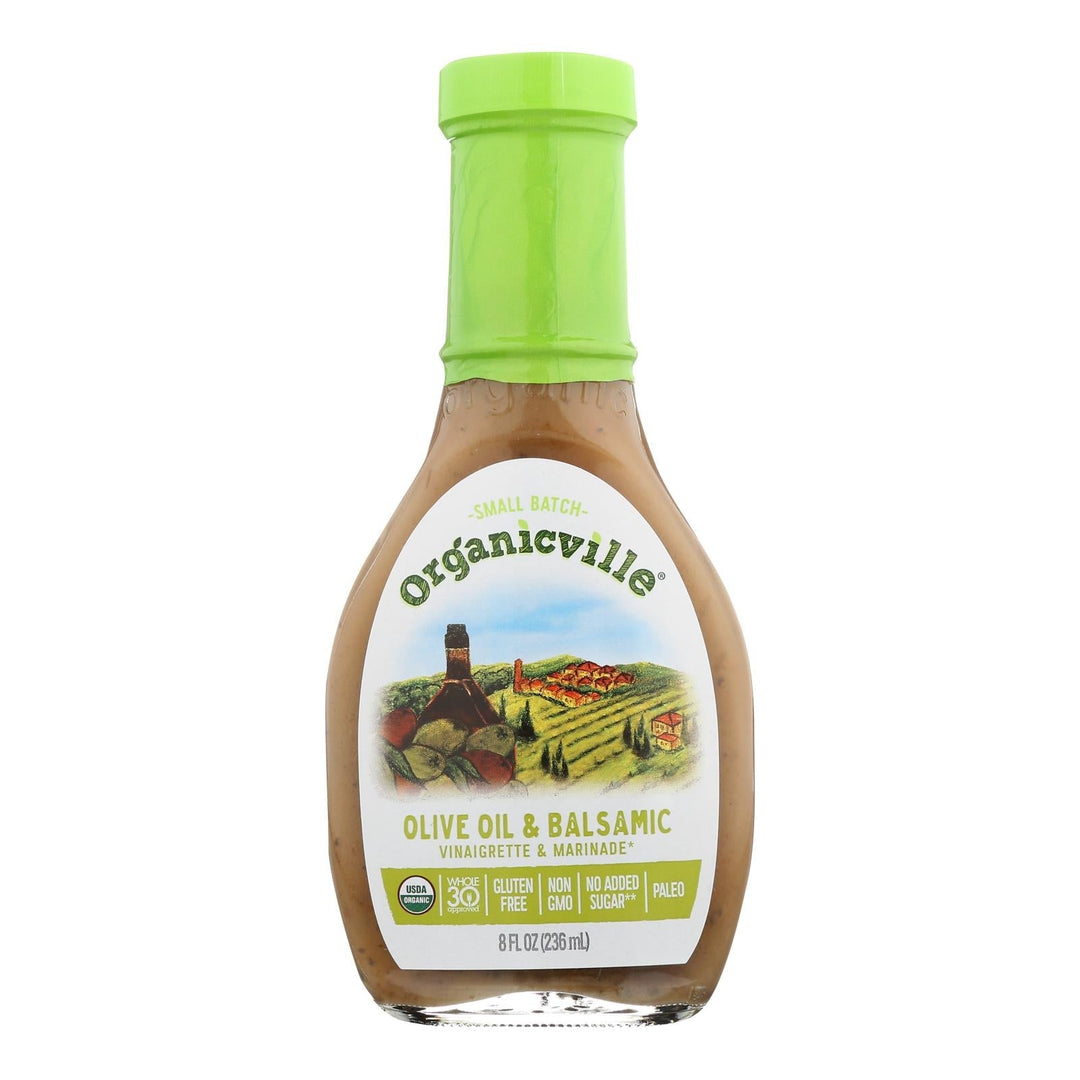 Organic Ville Organic Vinaigrette - Olive Oil And Balsamic - Case Of 6 - 8 Fl Oz. - Maras Green