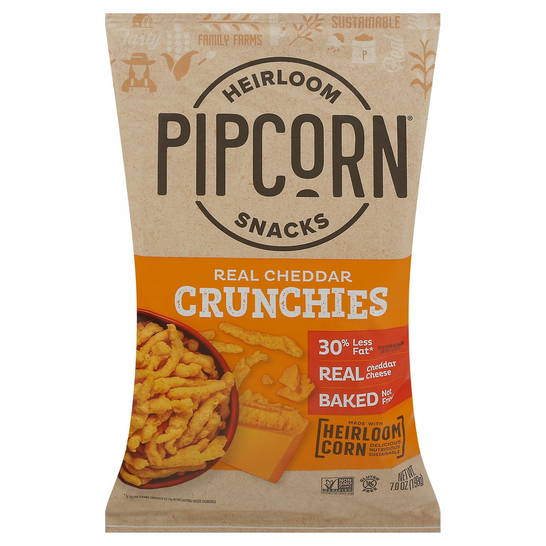 Pipcorn - Crunchies Cheddar - Case Of 12 - 7 Oz - Maras Green