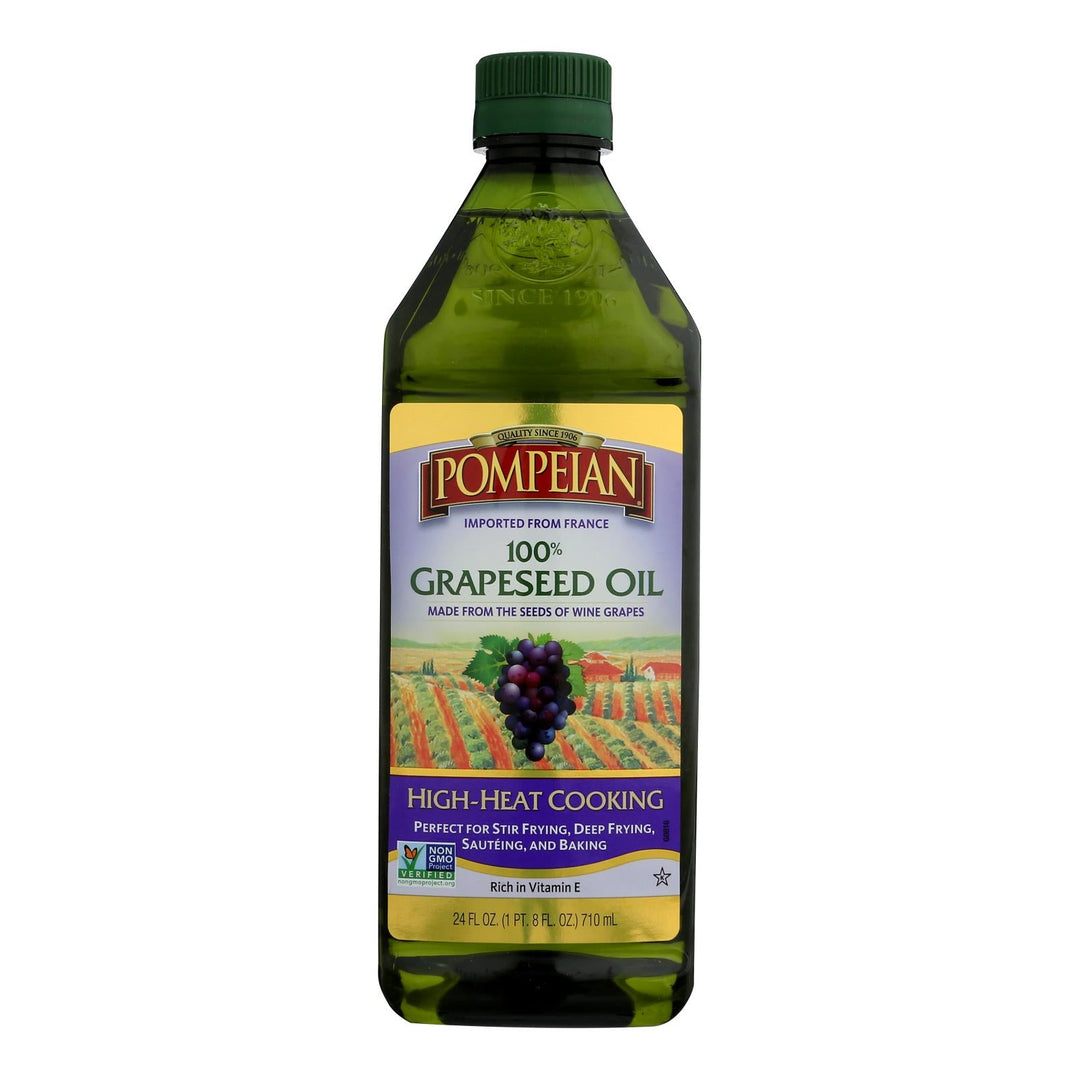 Pompeian 100% Grapeseed Oil - Case Of 6 - 24 Fz - Maras Green