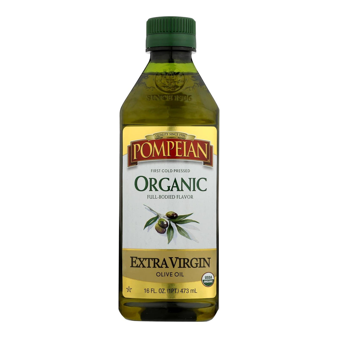 Pompeian Organic Extra Vigin Olive Oil - Case Of 6 - 16 Fz - Maras Green