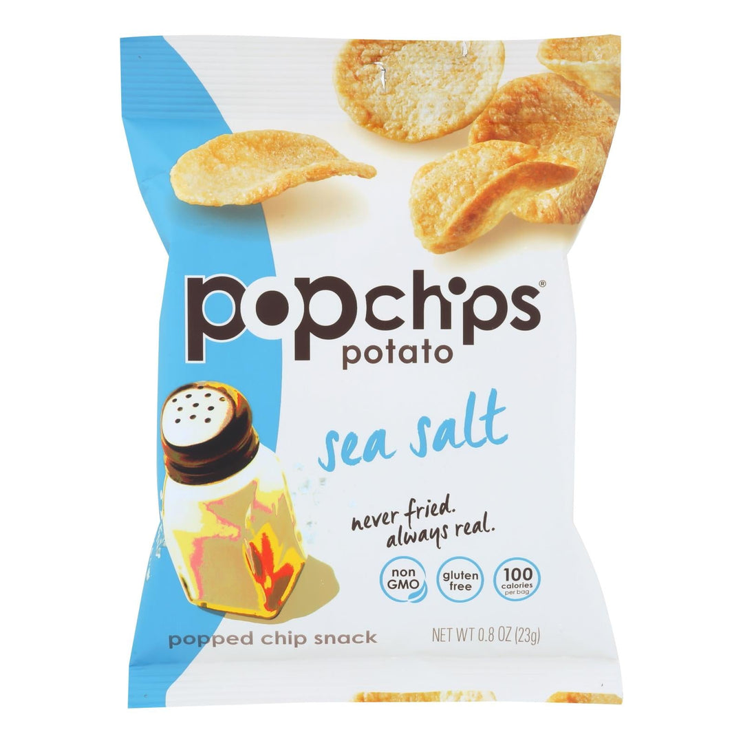 Popchips Potato Chip - Sea Salt - Case Of 24 - 0.8 Oz. - Maras Green