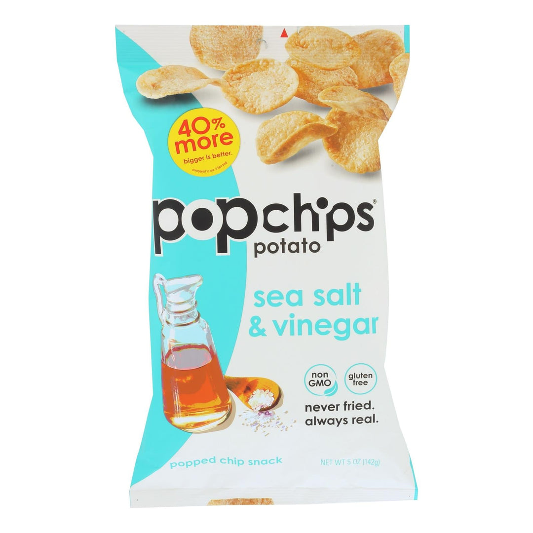Popchips Potato Chip - Sea Salt - Vinegar - Case Of 12 - 5 Oz - Maras Green