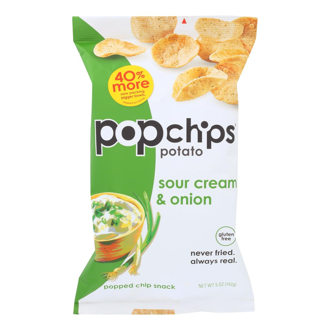 Popchips Potato Chip - Sour Cream - Onion - Case Of 12 - 5 Oz - Maras Green
